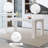 71 × 31.5 Inch White Marble Patterned MDF Spliced Tabletop Dining Table With Grooved Legs Design. Home Dining Table, Suitable For 6-8 People. Flexible Adaptation To Restaurants, Living Rooms, Etc.-2092230409