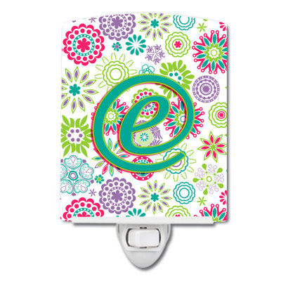 Éclairage de nuit en céramique fleurs initial