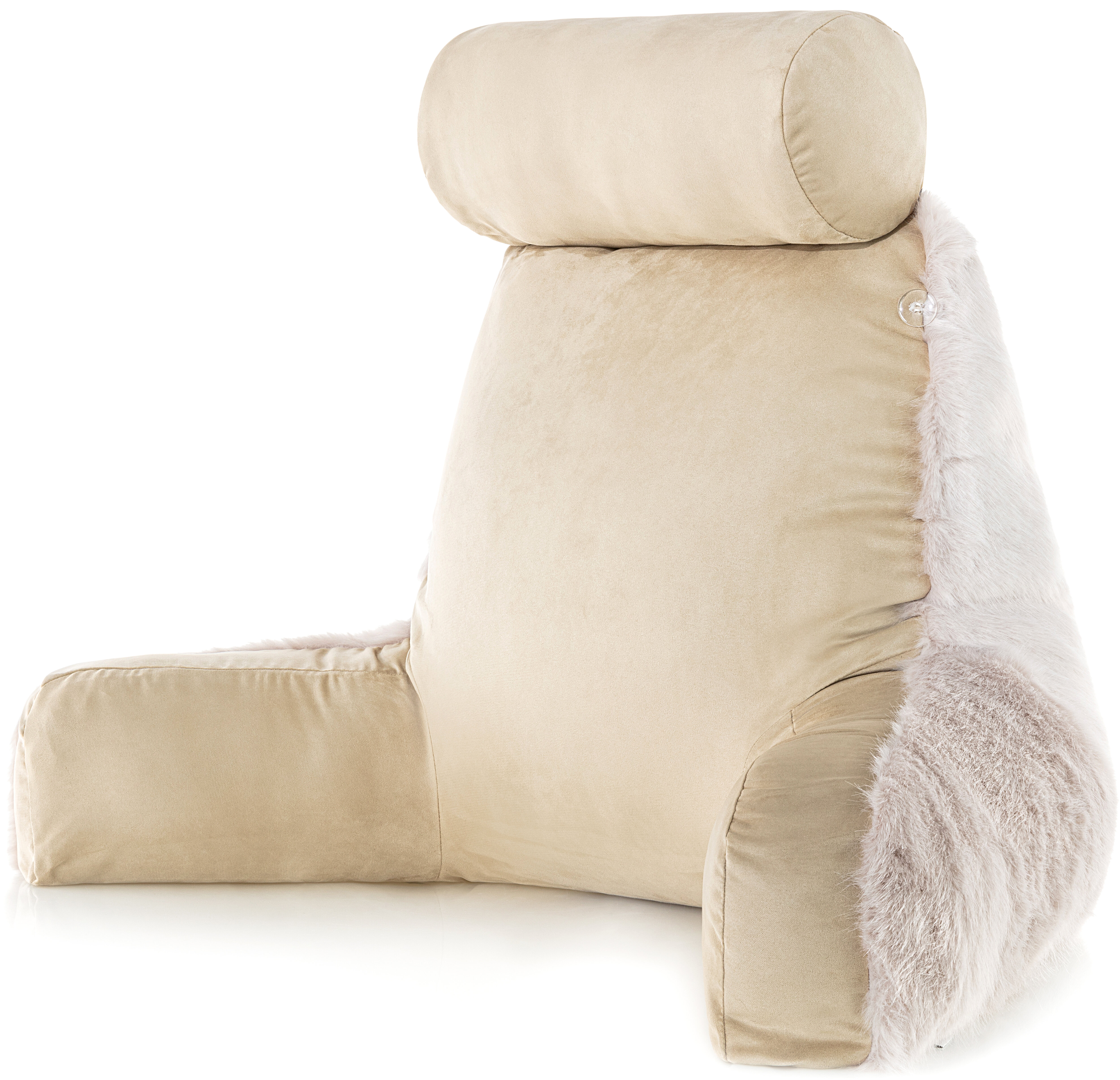 XXL Husband Pillow - Faux Fur Backrest Pillow with Arms Memory Foam - Two Side Pelt - Long / Short