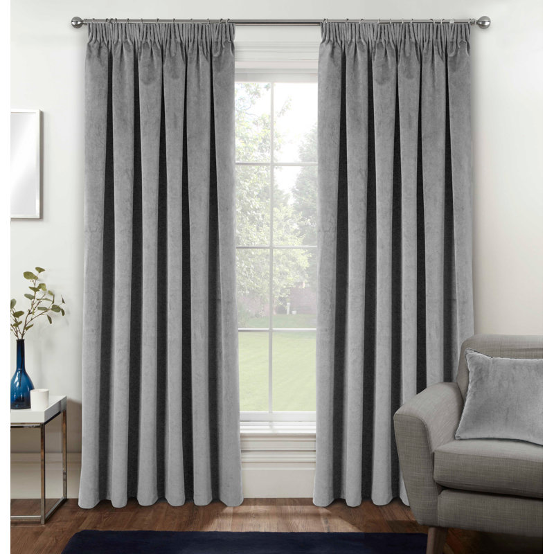 Alene Blackout Curtain Panel Pair, Grey, 168cm Width x 183cm Drop, 2