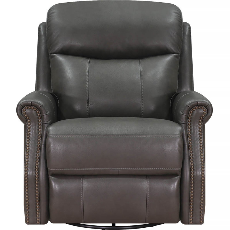 Fauteuil inclinable et pivotant en cuir Dhiya, Royce - olive noire