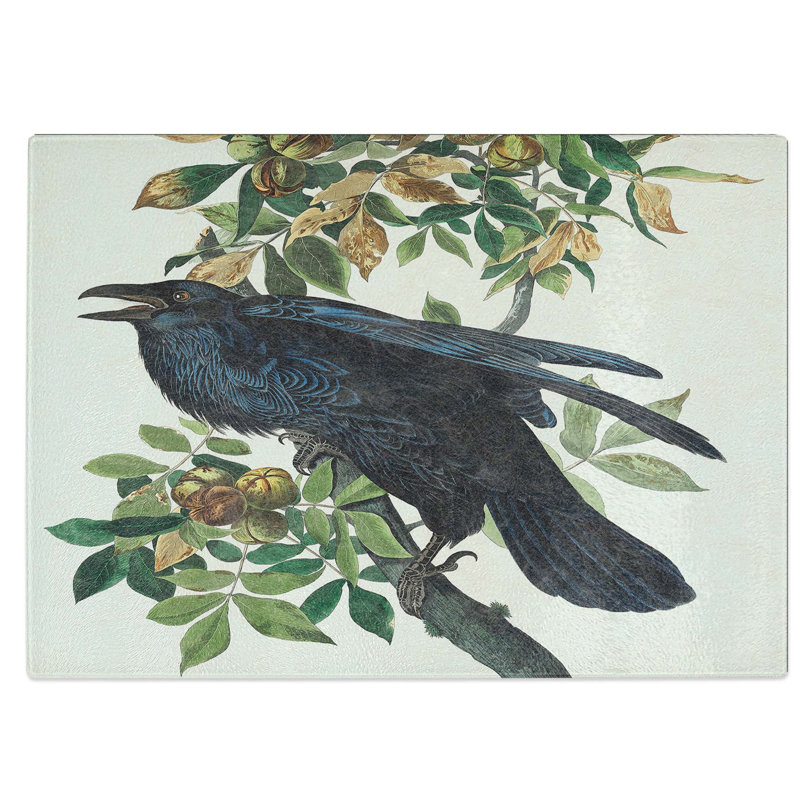 Tempered Glass Raven by John James Audubon Chopping Board, 39 cm W x 28.5 cm L