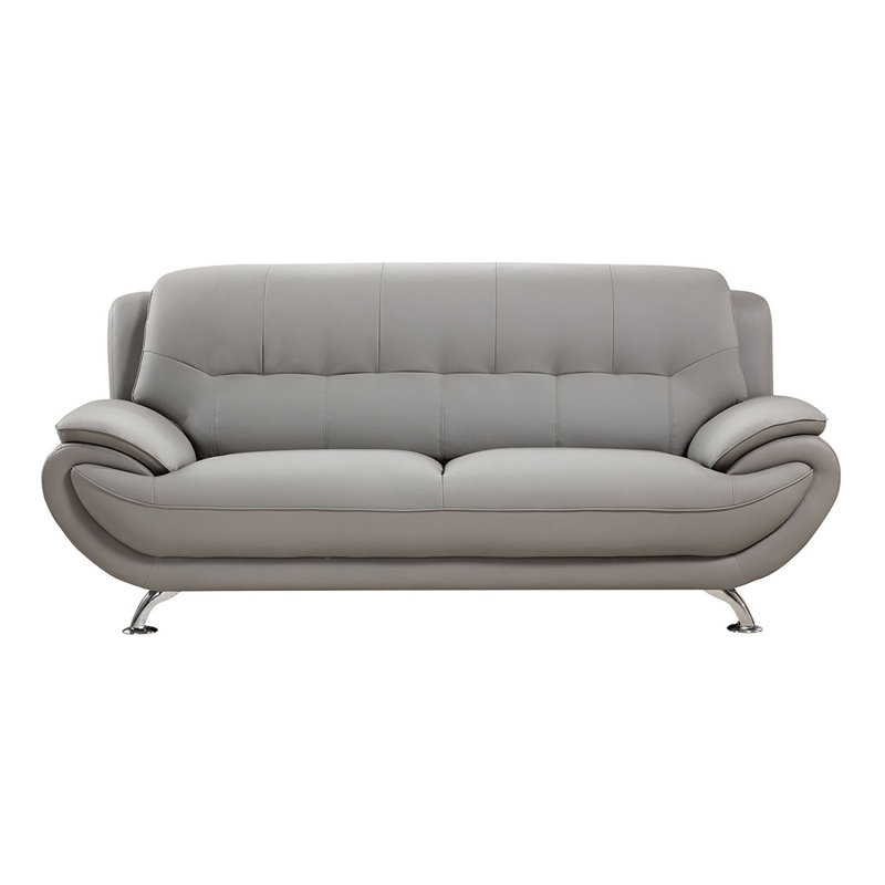 Sonnie 82'' Faux Leather Sofa, Gray Faux Leather