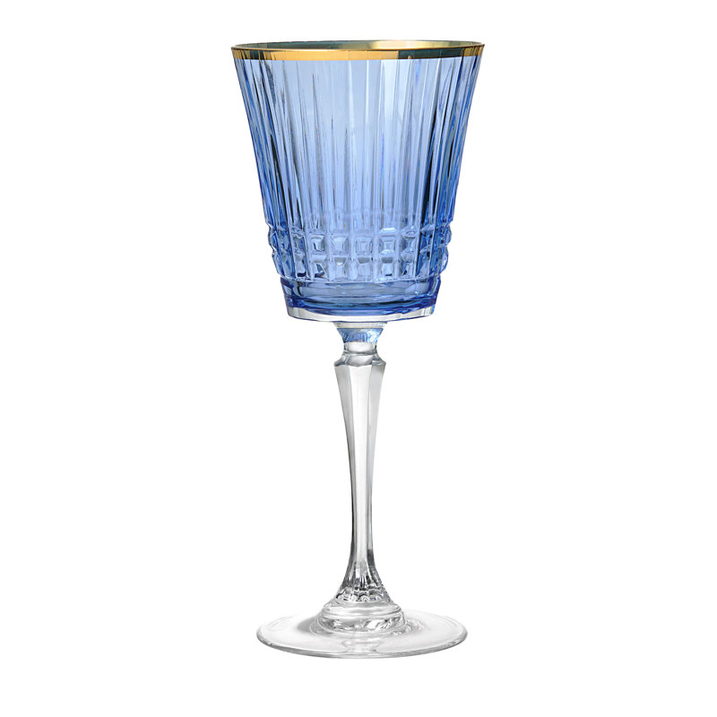 Cristine Gold Rim White Wine Glass, Set Of 4, Blue