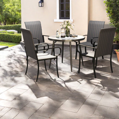 Comfort Patio Dining Chairs, Pe Rattan Steel Modern Patio Seating