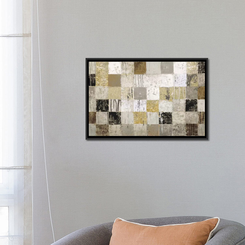 « africain mosaic ii », impression sur toile, H 18 po x l 26 po x P 1,5 po, Toile avec cadre noir, Pas de tapis