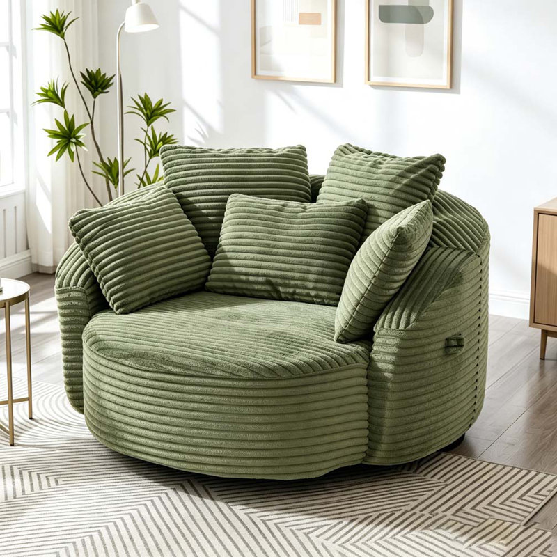 Fauteuil demi-tonneau pivotant à 360 °, Vert