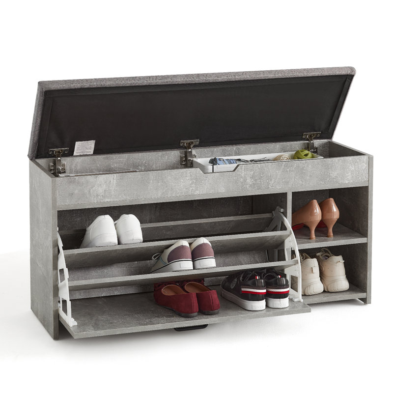 Ohlson Polyester Upholstered Storage Bench, Grey