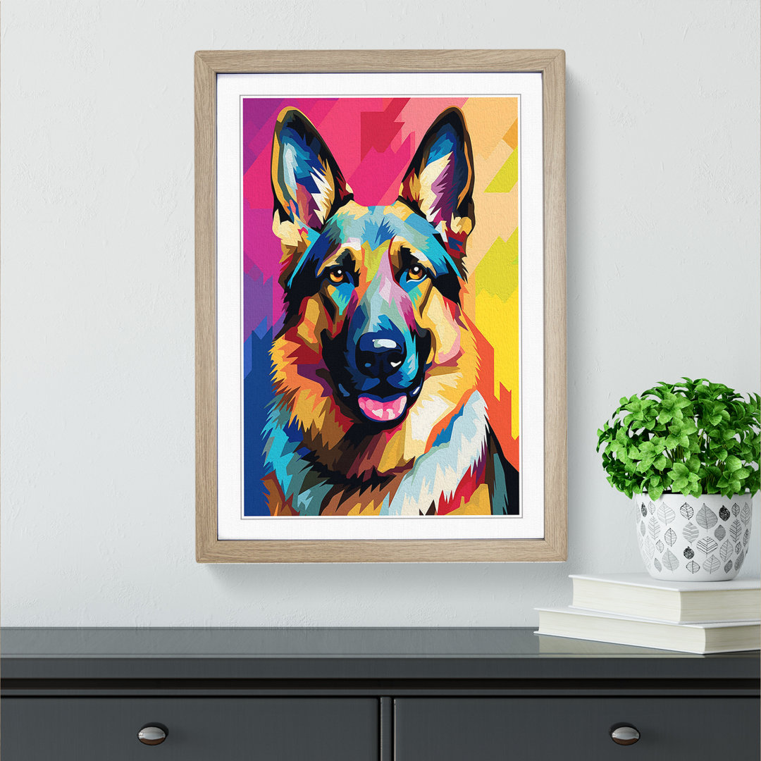 German Shepherd Colour Field Art - Framed Print