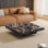 Table basse carrée en pierre frittée de luxe avec pieds en acier inoxydable de 39,37 po Briamarie