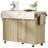 55.5" Fluted Kitchen Island with 2 Drop Leaf, Kitchen Storage Cart with Power Outlet, 4 Doors, Spice rack, Rolling Island Table with Faux Marble Top, Curved Edge for Kitchen, Dining Room,Natural-1274085297