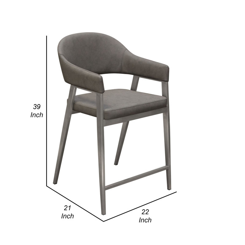 Ensemble de 2 chaises à hauteur de comptoir Arie, siège et dossier en similicuir, Gris