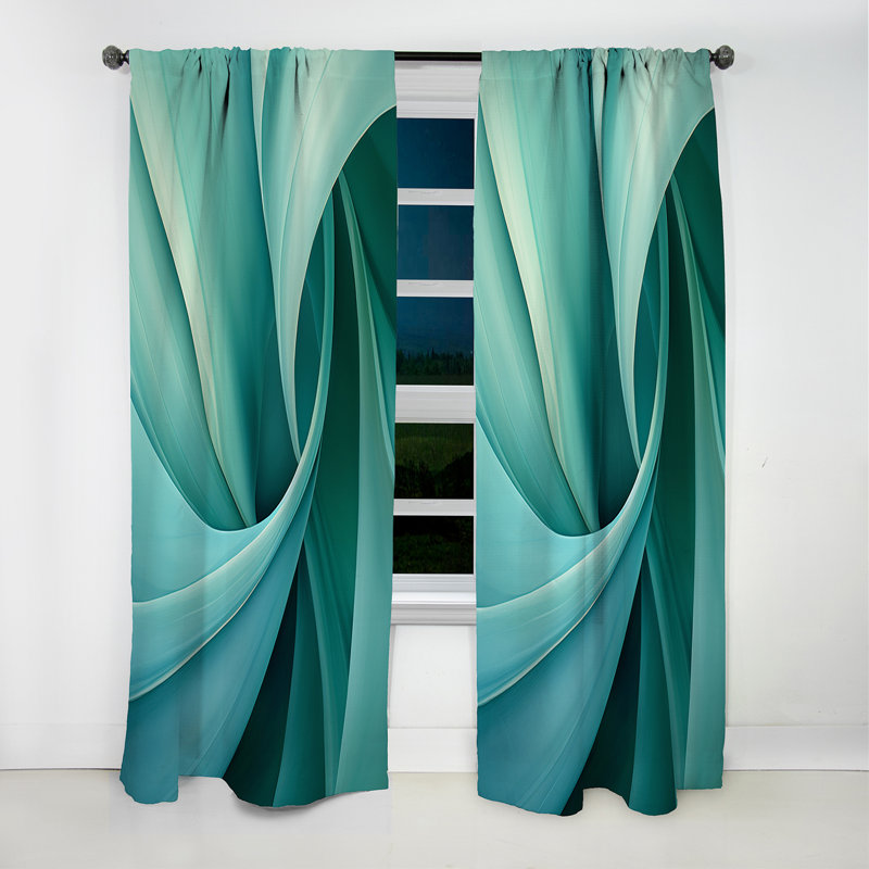 Teal Twist Tranquility Spiral III - Rideau en spirale - Rideau abstrait occultant - 1 panneaux, L 52 po x L 90 po