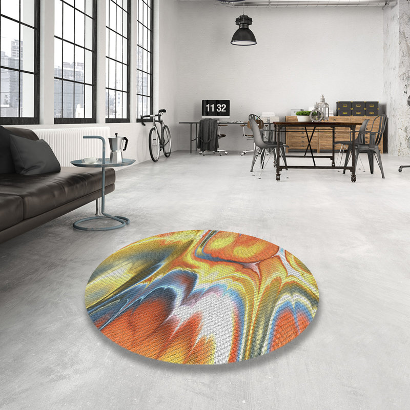 Abstract Indoor Rug, Round 5'