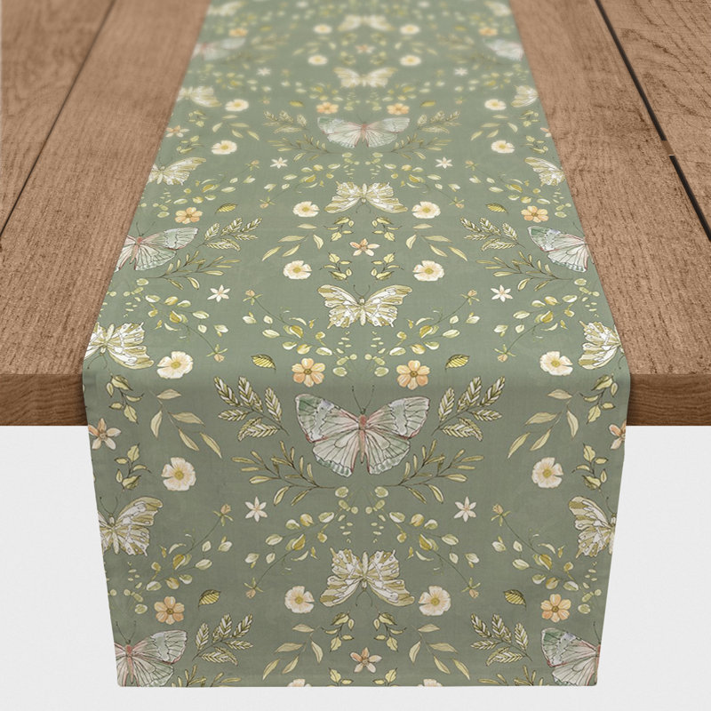 Chemin de table Ariona, 72 po x 16 po, Vert olive