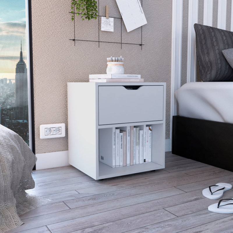 Bulerin 17'' W Unfinished Particle Board / Chipboard Nightstand, White
