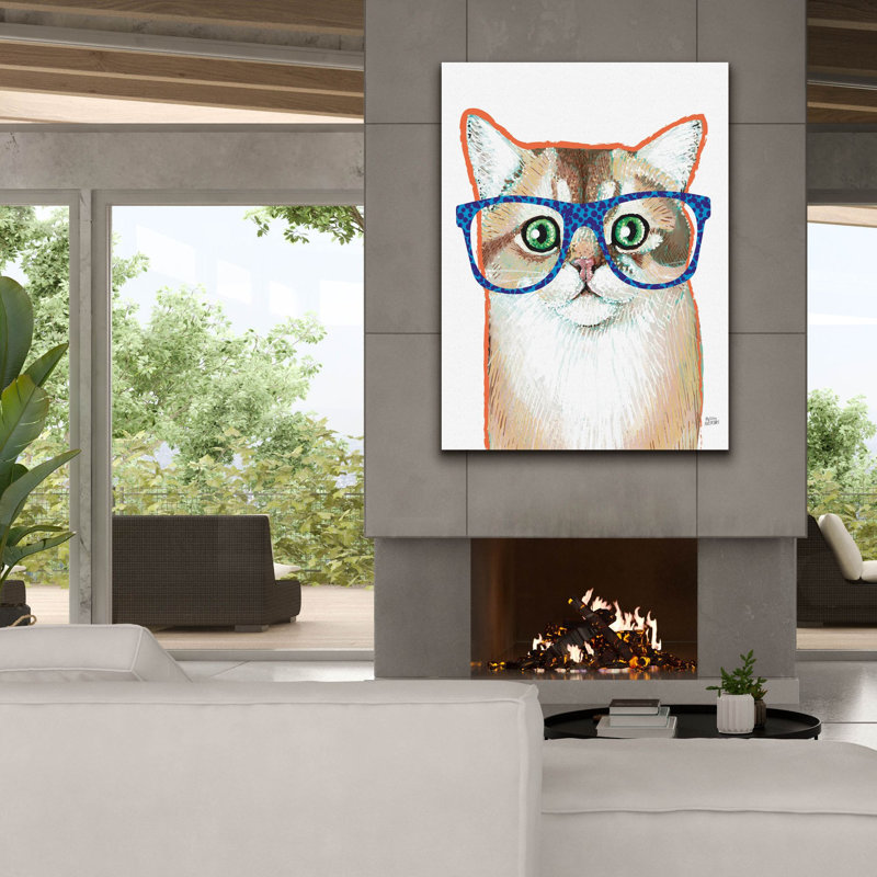 «Bespectacled Pet 2» par Melissa Averinos, art mural sur toile, H 54 po x l 40 po x P 1,5 po