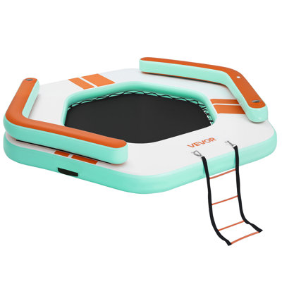 Quai flottant gonflable, plate-forme de quai gonflable 8,5 x 8,5 pi, tapis gonflable antidérapant avec sac de transport portable et échelle détachable, plate-forme flottante avec radeau pour la piscine