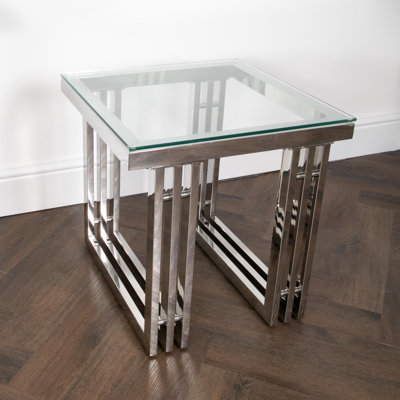 Paulette Glass Top End Table