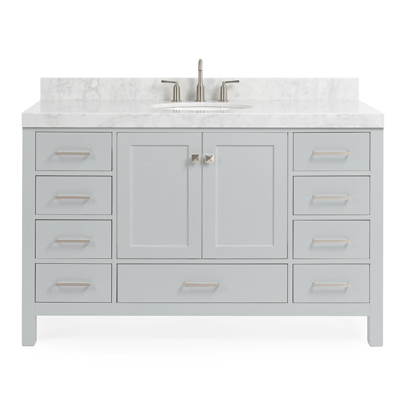 Cambridge Single Bathroom Vanity Set, Gray/Brushed Nickel, Oval, 54" W