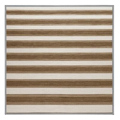 Tapis gris à rayures horizontales lavable à la machine