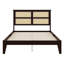 Queen Size Solid Wooden Bed With Rattan Headboard