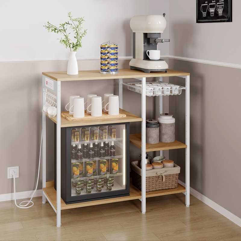 Milburn Kitchen Cart, Oak/Beige