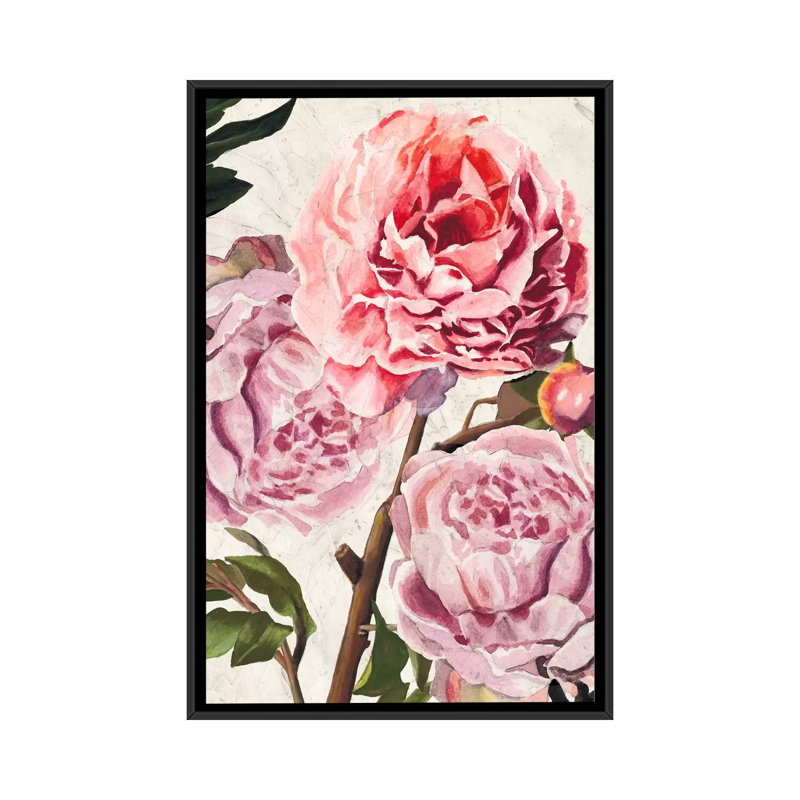 Colossal floral, impression sur toile tendue, Toile avec cadre noir, Pas de tapis, H 26 po x l 18 po x P 1,5 po