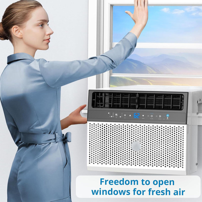 «Climatiseur Energy Star de 6000 BTU - Conception au-dessus du seuil, installation simple, télécommande Mytemp, connexion Wi-Fi, installation sécuritaire et sans outil»