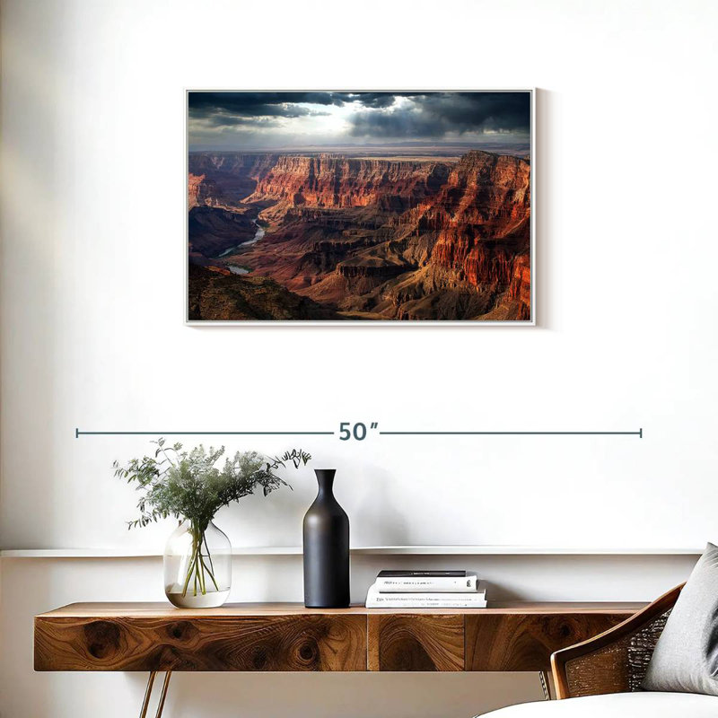 Grand canyon nuageux, Cadre flottant blanc, 31 po x 21 po
