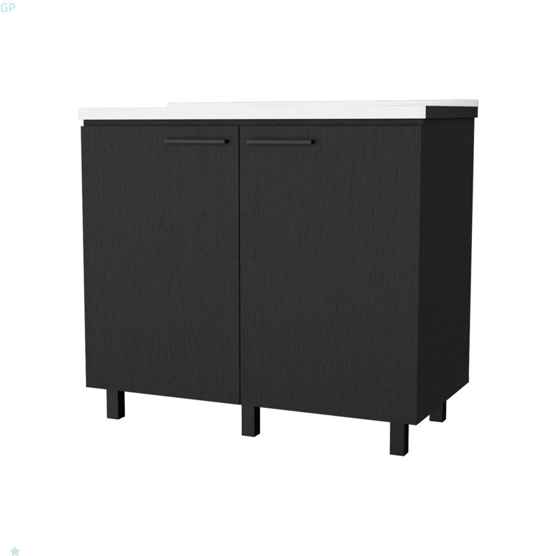 2 éviers utilitaires et une armoire, Argenté / Noir
