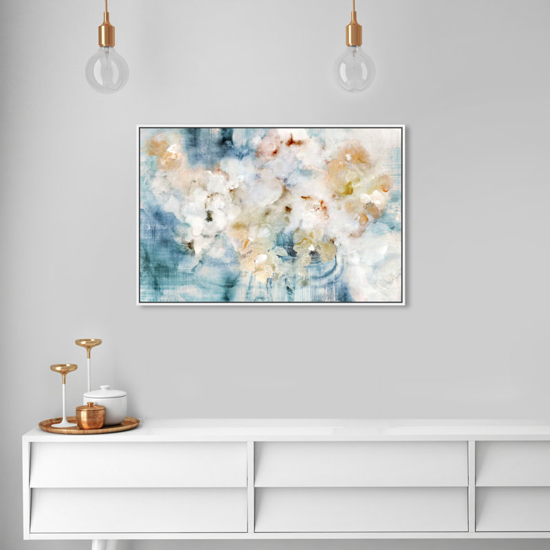 «Flowering Petals Morning», impression sur toile, H 24 po x l 36 po, Cadre blanc