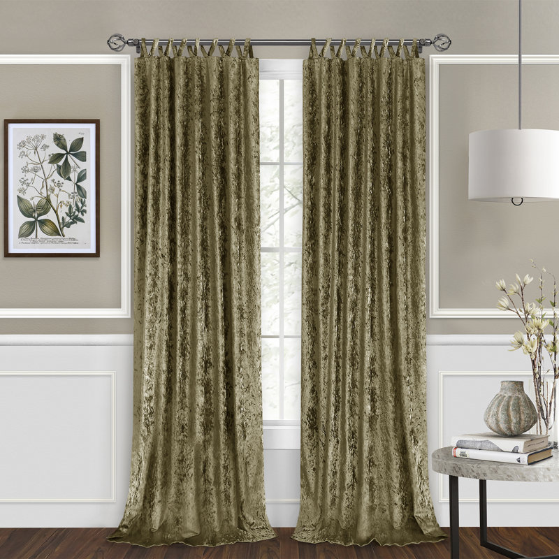Hemphill Elegant Synthetic Light Filtering Solid Criss-Cross Semi-Sheer Tab Top Curtain Panels, 50" W x 63" L, Earth