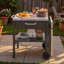 Chariot pour îlot de cuisine pour l'extérieur avec table d'appoint pliable, plan de travail en acier inoxydable, espace de rangement ouvert et crochets en métal-126141880