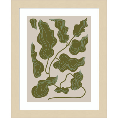 Expressive Abstract House Plant Green Leaves By The Creative Bunch Studio Wood Framed Wall Art Print