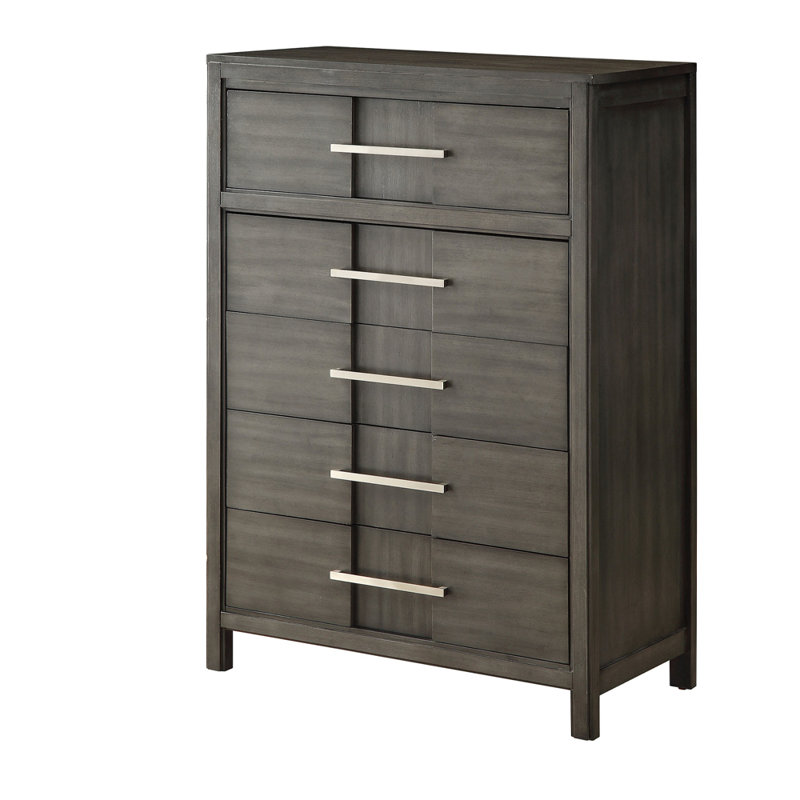 Commode 5 tiroirs Sanroman, Gris