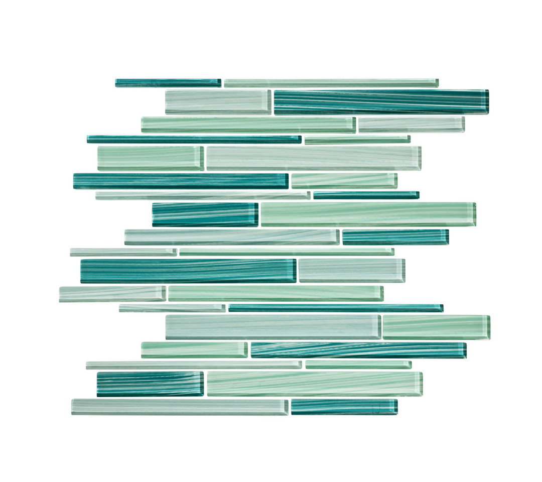 Tropical Reflections Hand Painted Random Sized Glass Mosaic Tile Vicci Design