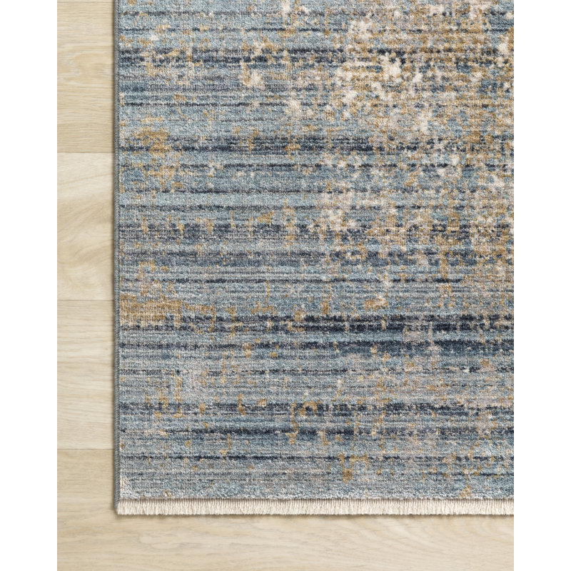 Tapis neutre / bleu Balyon, Rectangle 5 pi 3 po x 7 pi 9 po