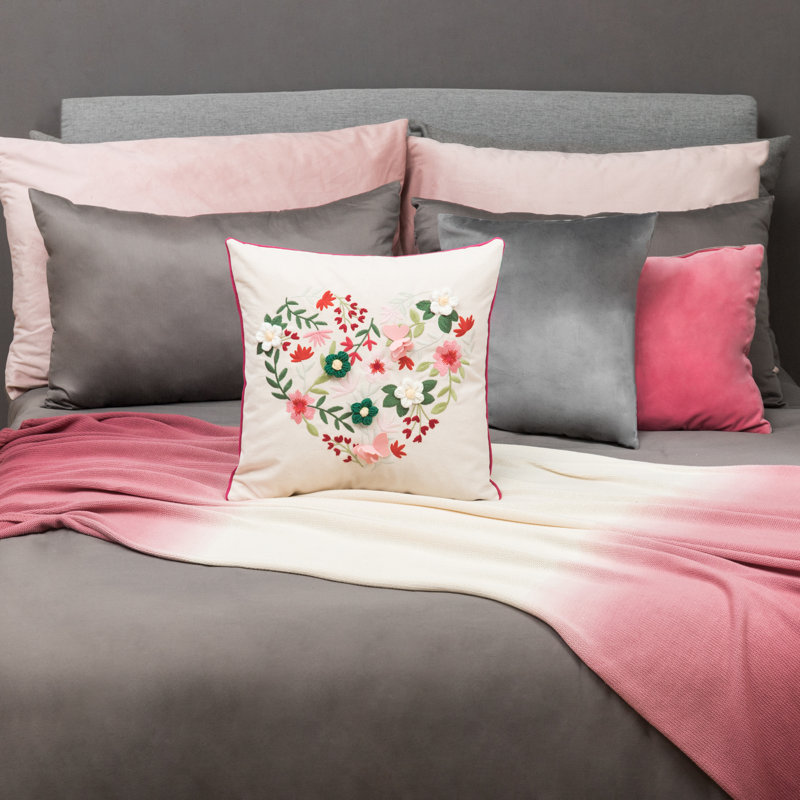 Embroidered Canvas Pillow Cover