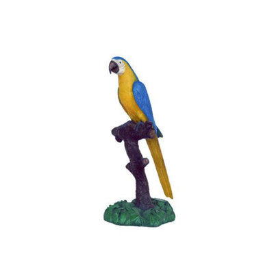 Blue Gold Macaw Parrot on Branch Life Size Statue