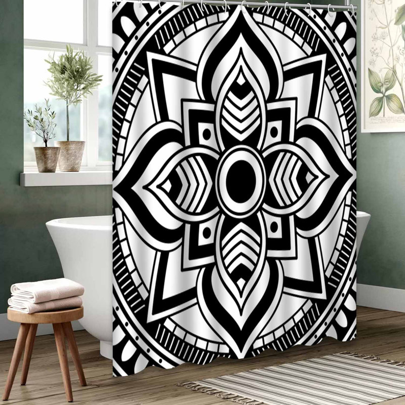 Rideau de douche noir imperméable, rideaux de douche pour la salle de bain avec 12 crochets, 72" L x 84" W