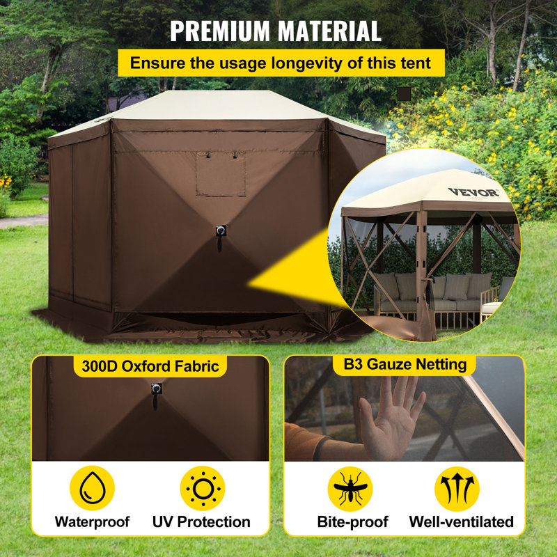 Pop-up Camping Gazebo Screen Tent, 12 ft x 12 ft