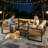 Abdel Outdoor 5 - Person Acacia Sofa Seating Group with Removable Cushion, Brown Metal and Wood Frame-1836205154