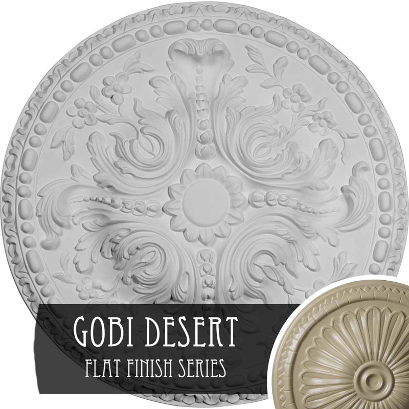 Endurathane Riley Ceiling Medallion, 18"OD x 3 1/2"ID x 1 1/2"P (Fits Canopies up to 4 5/8"), Hand-Painted Rich Gold Finish