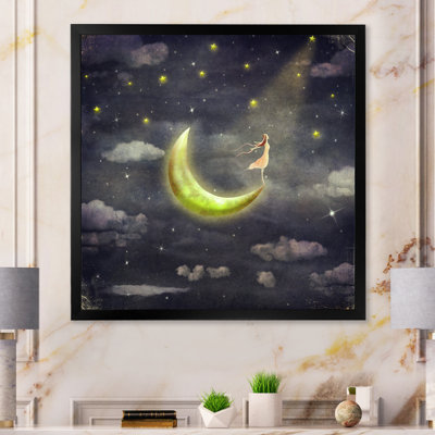 " Cute Girl Lightning The Moon "