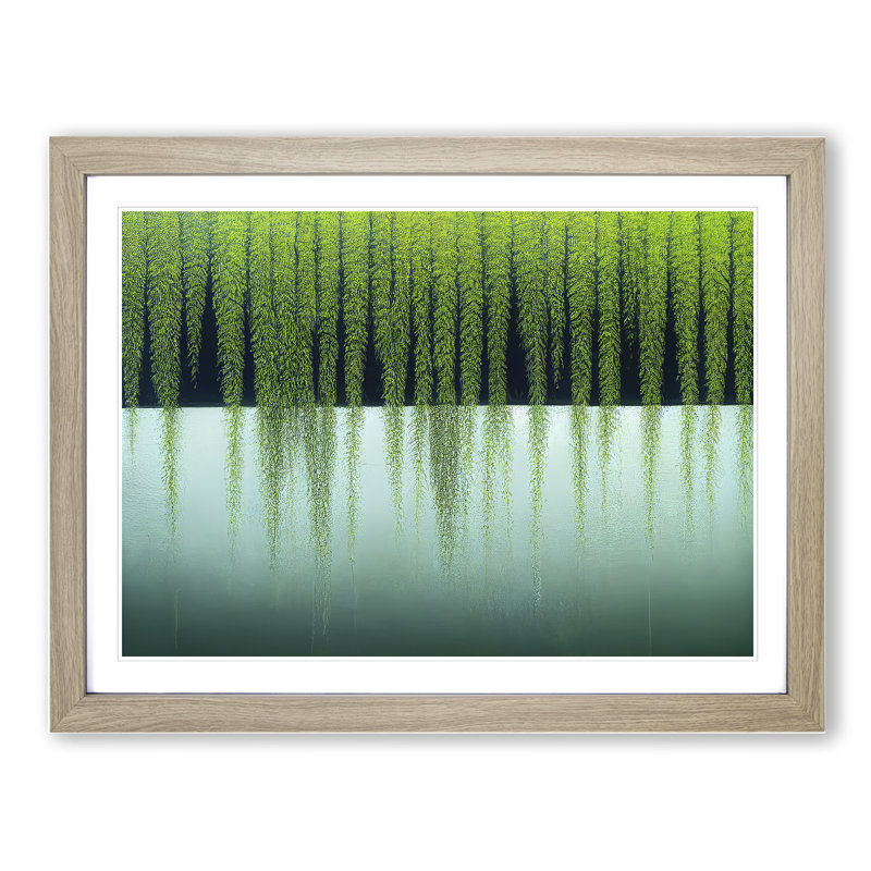 Sweet Weeping Willow Tree - Single Picture Frame Print, 25cm H x 34cm W x 2cm D, Light Brown