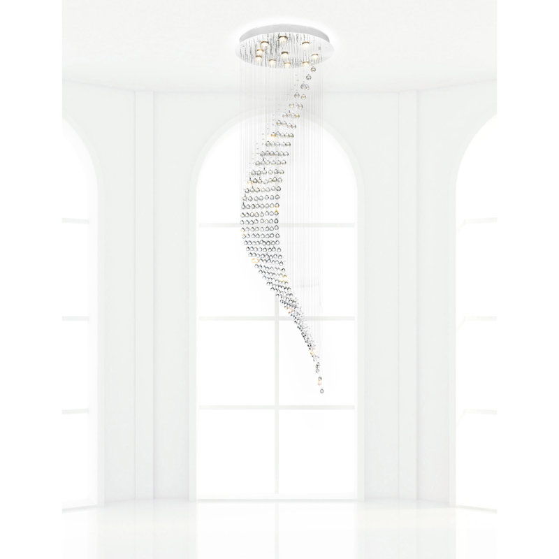10-Light Flush Mount Ceiling Light, Chrome Finish with Curved Crystal Accents – Glam Modern Flush Chandelier