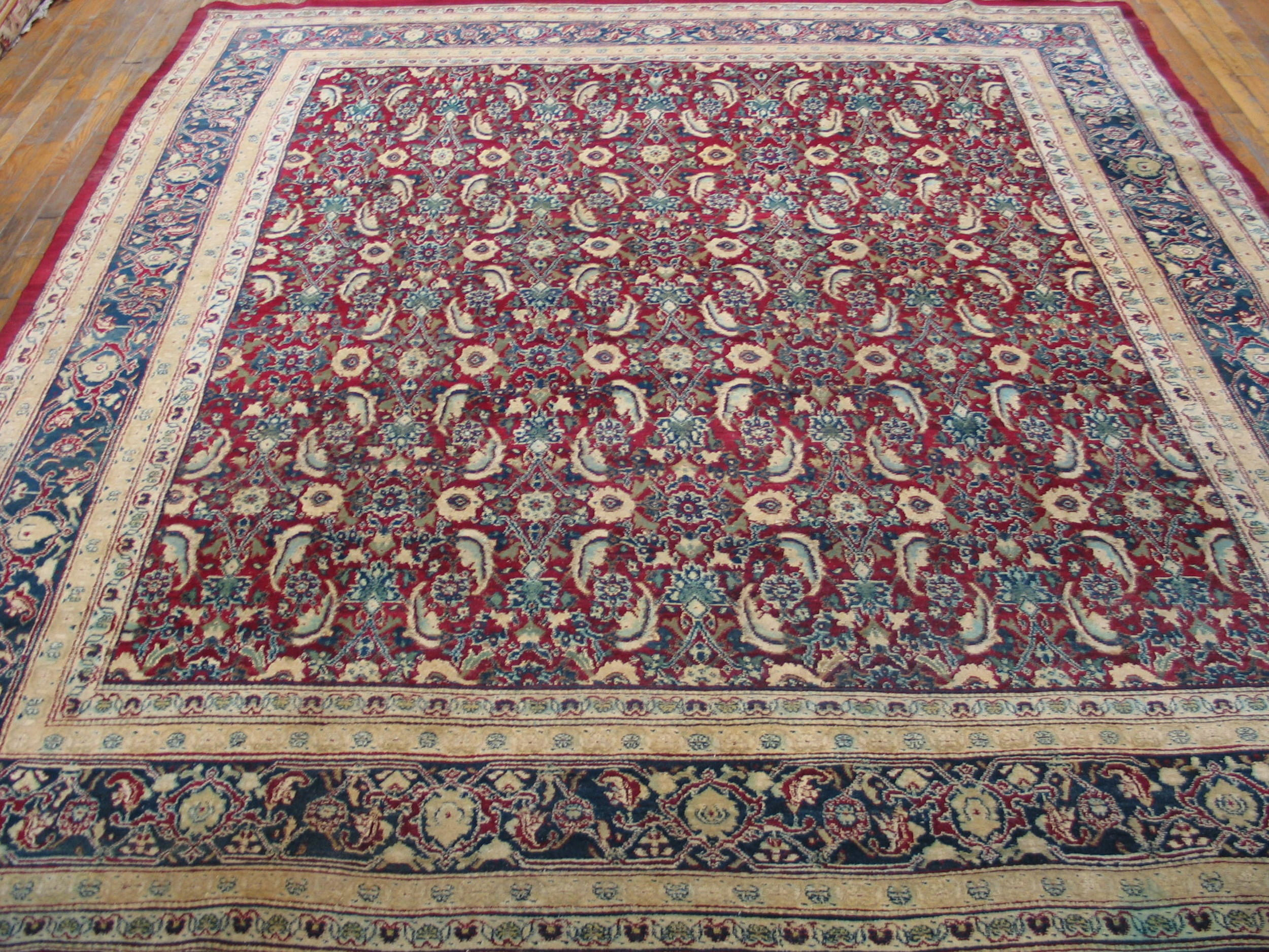 Red Square Rug Texture Rugs On Net Square Shape Allover Herati Pattern Antique Classic Rich ...