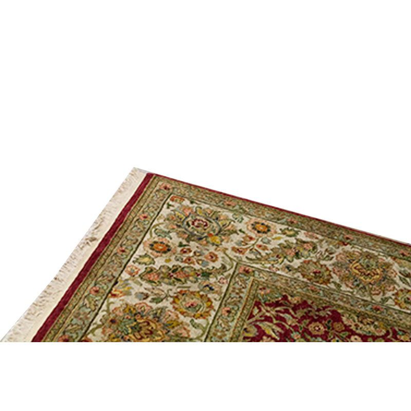 Tapis rouge et ivoire noué à la main de haute qualité