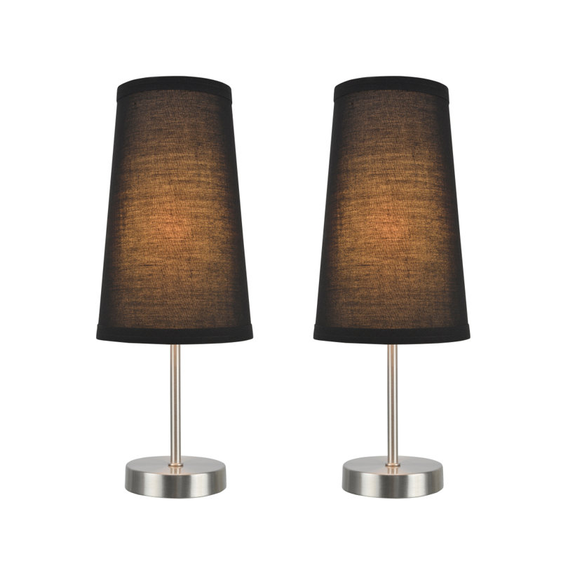 Ensemble de lampe de table 14,25 "en Nickel satiné Nestor, Noir
